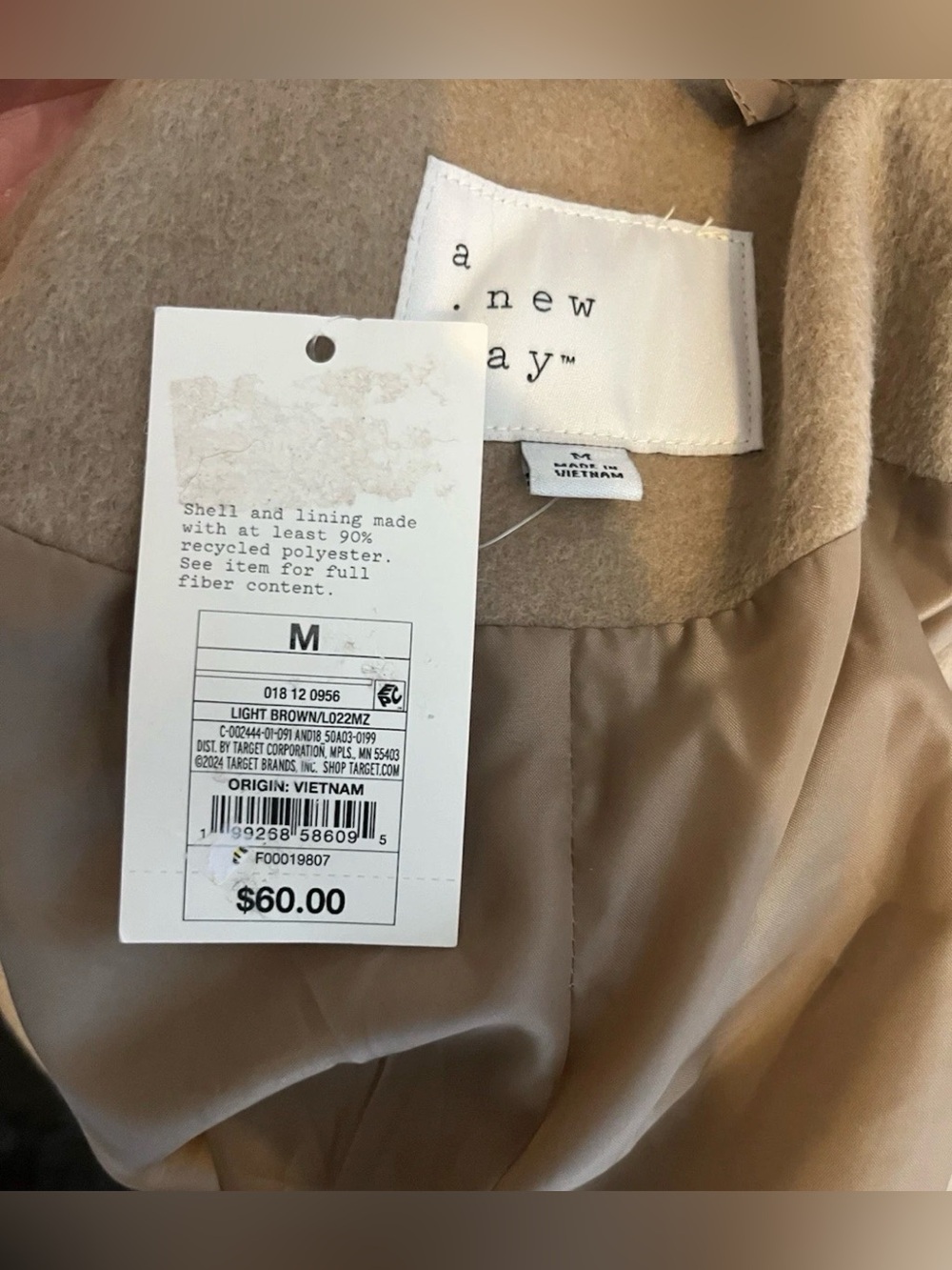A New Day Women’s Cape Jacket Size M Light Brown Zip Front Wrap NWT $60 - Picture 2 of 4